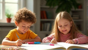 2 children coloring