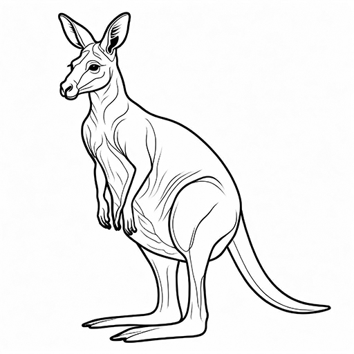 A kangaroo, hand drawn in thick outlines
