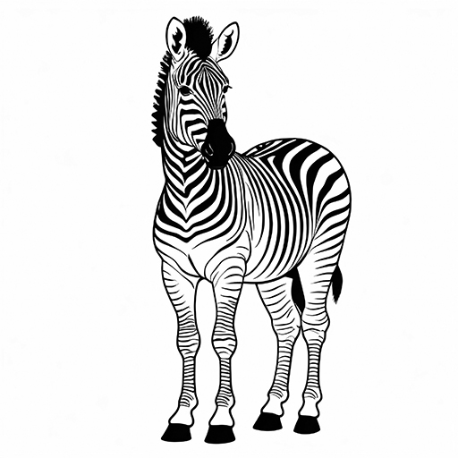 A Zebra, hand drawn in thick outlines