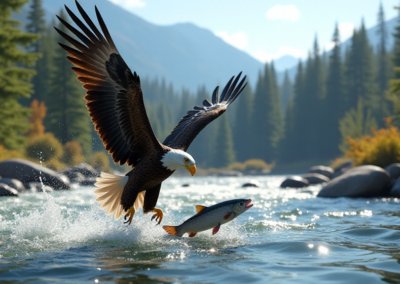 American Bald Eagle fishing