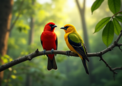 Male and Female Scarlet Tanger