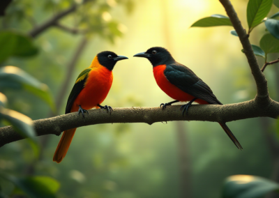 Male and Female Scarlet Tanger