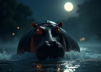Hippo peeping from under the water