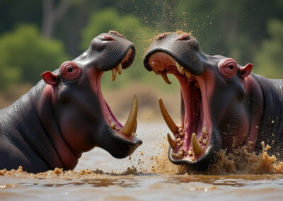 2 hippos fight