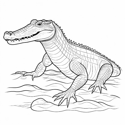 A crocodile, hand drawn in thick outlines