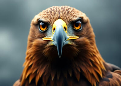 closeup on an eagle's face
