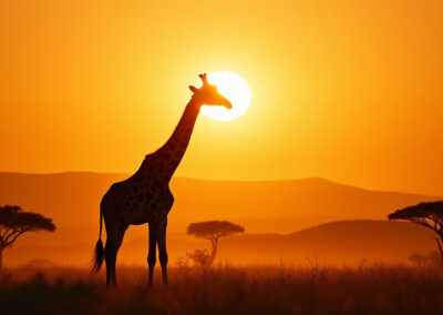 A giraffe silhouetted in Golden hour