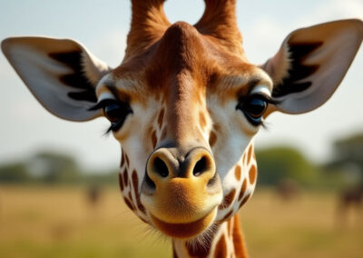 A close up on a giraffe's face