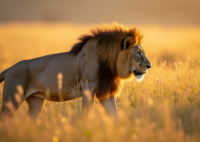 Lion getting ready to hunt