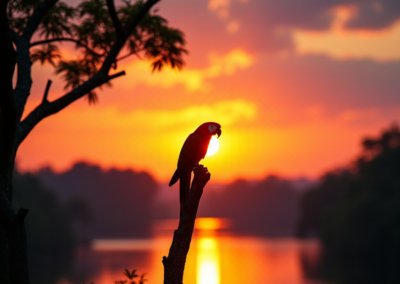 a parrot silhouette at sunset