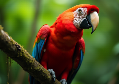 A red parrot coloseup