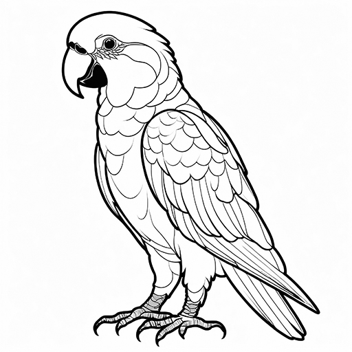 A parrot, hand drawn in thick outlines