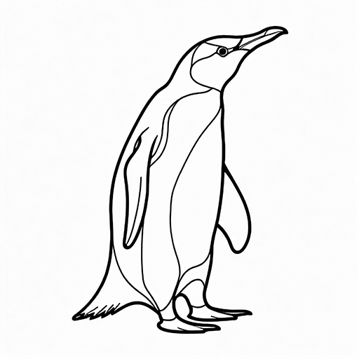 A penguin, hand drawn in thick outlines