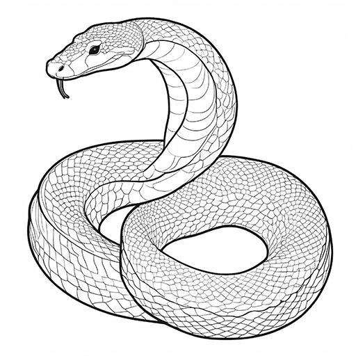 A python, hand drawn in thick outlines