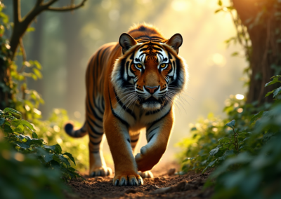 Tiger roaming the forest