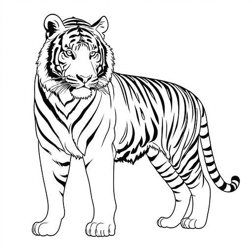 A tiger, hand drawn in thick outlines
