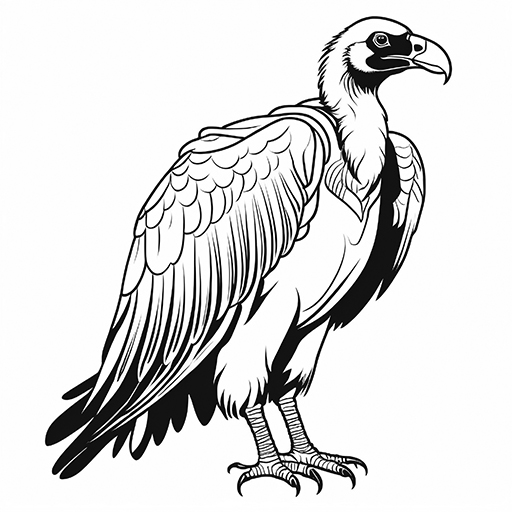A vulture, hand drawn in thick outlines