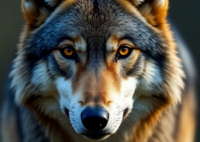 Closeup on a wolf's face