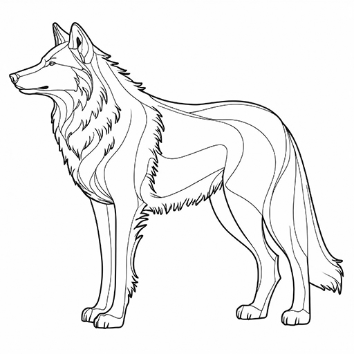 A wolf, hand drawn in thick outlines