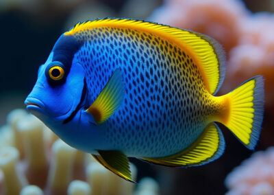 Close-up of a marine angelfish in its natural habitat