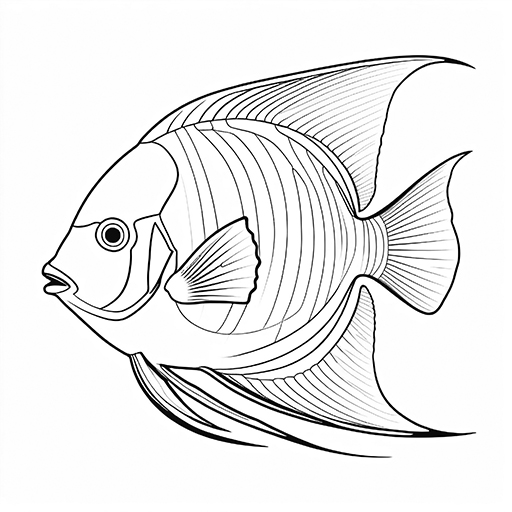 Angelfish, hand drawn in thick outlines