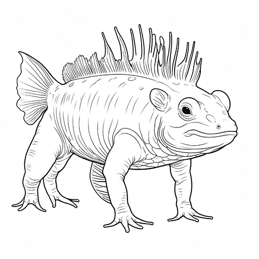 Axolotl, hand drawn in thick outlines