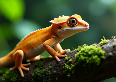 Tokay gecko clinging to a tree trunk