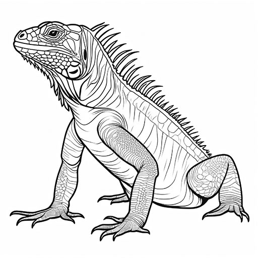 An Iguana, hand drawn in thick outlines