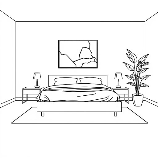 Minimalist bedroom - Outlines