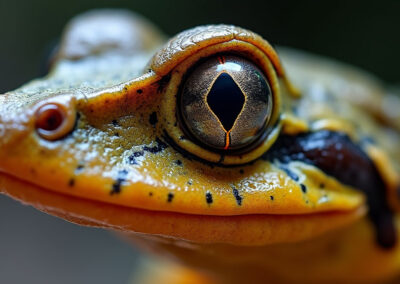 Extreme close-up macro photo of a newt's skin and eye,