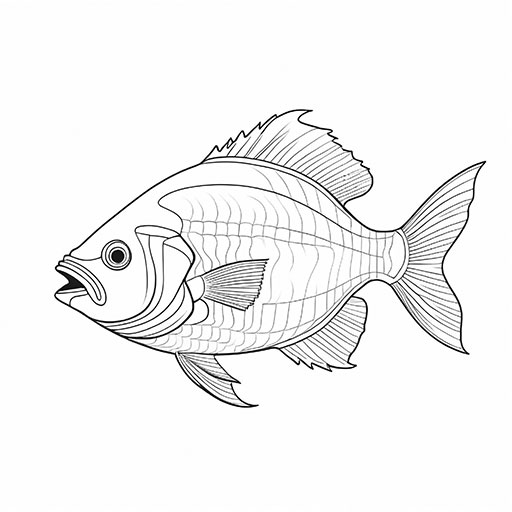 A Piranha, hand drawn in thick outlines