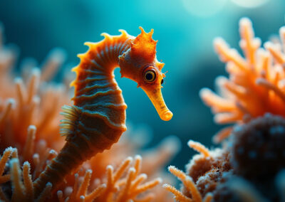 close-up of a seahorse in its natural habitat
