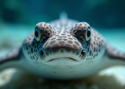A macro shot of a stingray's unique texture and skin pattern