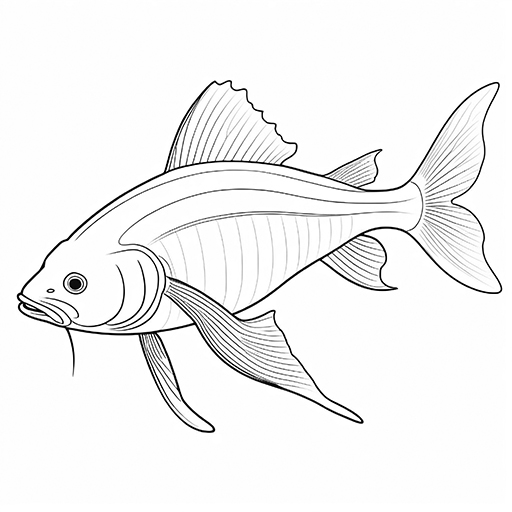 Catfish, hand drawn in thick outlines