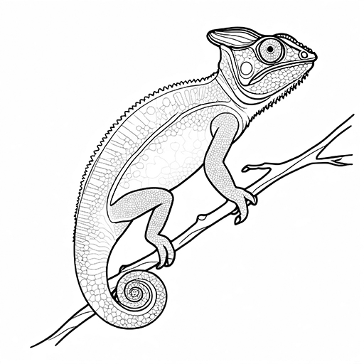 A Chameleon, hand drawn in thick outlines