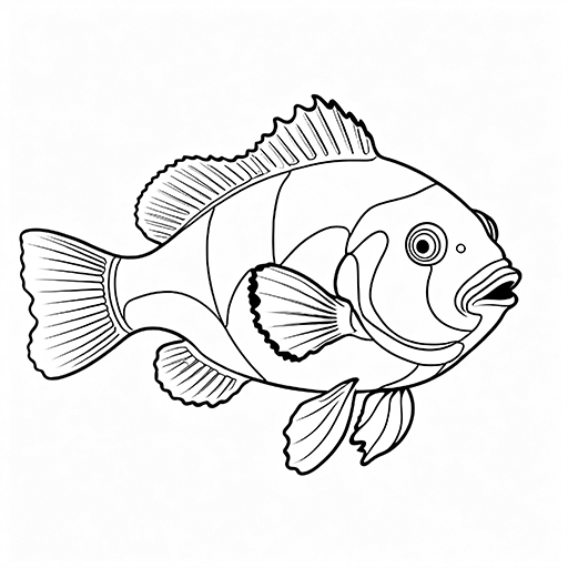 A Clownfish, hand drawn in thick outlines