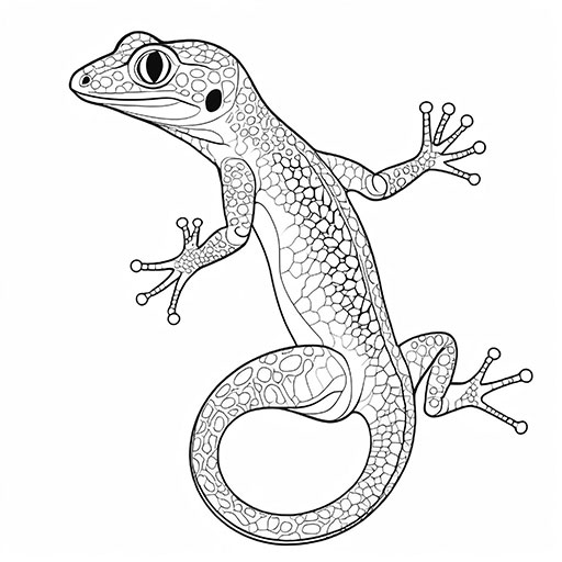 A Gecko, hand drawn in thick outlines