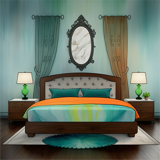 Glamorous Bedroom - suggested coloring