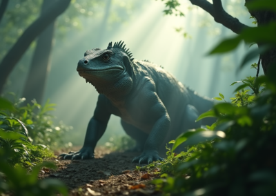 Komodo Dragon in the the dense forest