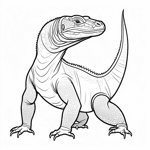 Komodo Dragon, hand drawn in thick outlines