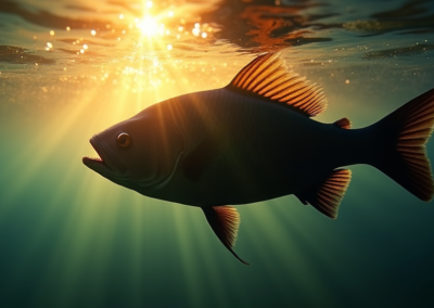 A silhouette of a piranha