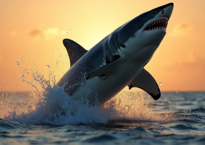 A shark is jumping out of the water