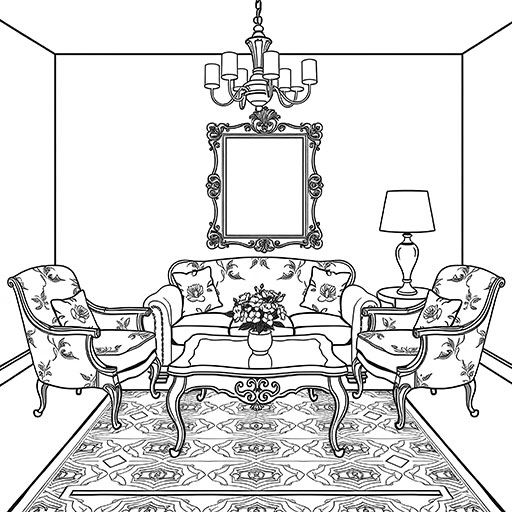 Vintage living room - Outlines