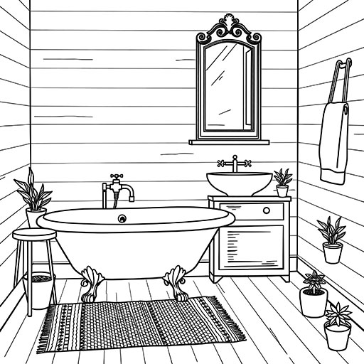 Farmhouse Bathroom - Outlines