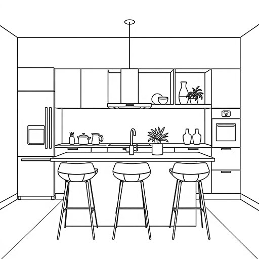 Sleek Kitchen - Outlines