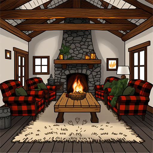 cozy cabin living room - suggested coloring