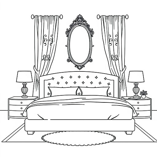 Glamorous Bedroom - Outlines